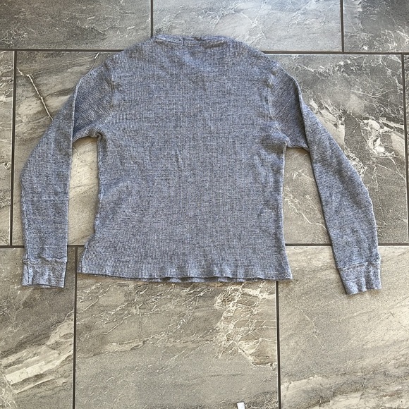 🤍 Polo Ralph Lauren grey waffle knit thermal size large 100% Cotton - Picture 2 of 6